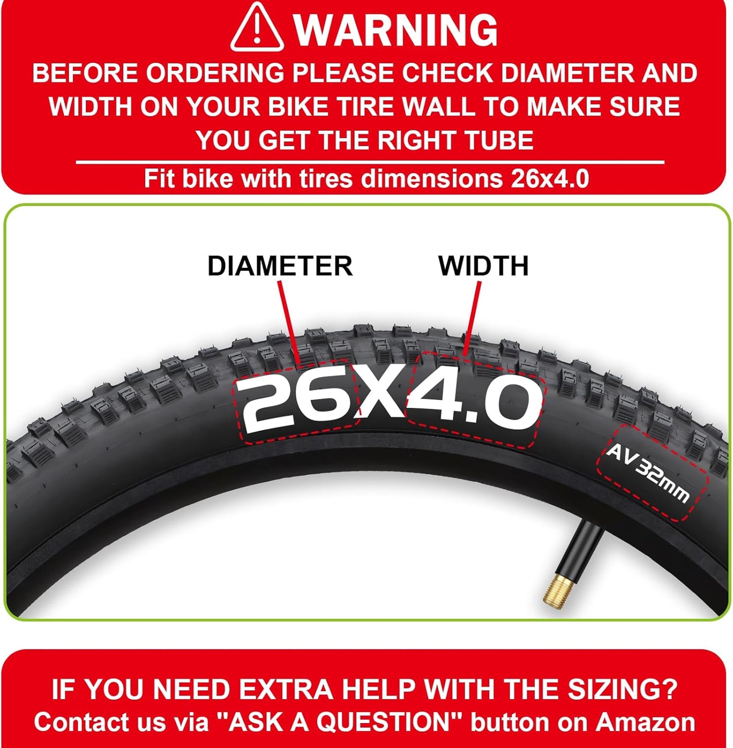 2/4 Pack 20"/26" x4.0 Fat Tire Tube, 20"/26" x3.5/4.0 E-Bike Bicycle Fat Tire Tubes AV 32mm Schrader Valve with 2 Tire Levers, 20"/26" x4 Bike Tube for 20/26 Inch Ebike Electric Bicycle Road Mountain