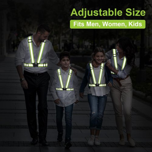 Reflective Vest Running Gear, 2Pack High Visible Safety VES for Cycling Jogging Running Walking, Adjustable for Men Women Kids (2, Green)