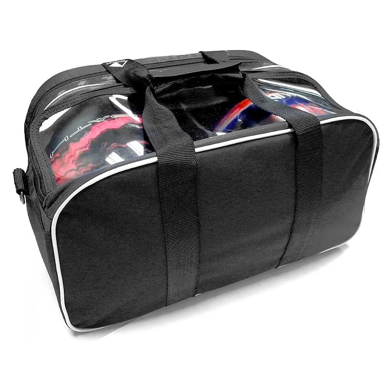 Pyramid 2-Ball Tote Bowling Bag with Clear Top, Shoes Compartment Up To 15 US Mens Size Black/Black