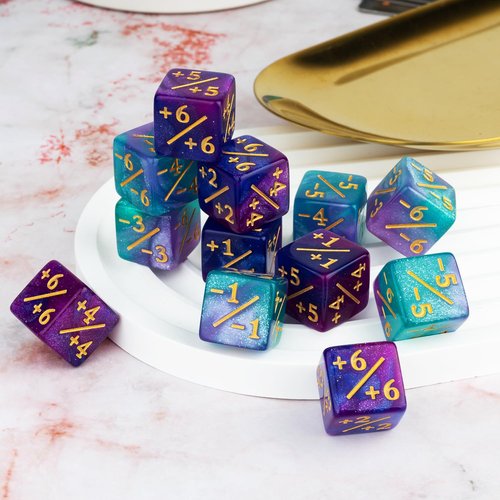 48 Pieces MTG Dice Counters Icon Abilities Keywords Counter Plus One Buff Life Tokens Dice Set for TCG Magic Cards Game Accessories, Purple