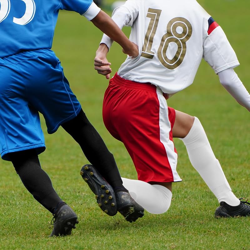 Two Pair Over-the-Knee Soccer Football Baseball Socks - Black, Large