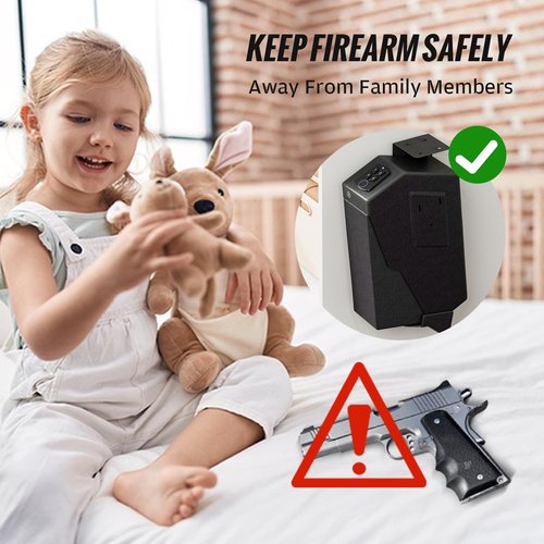 Biometric Pistol Safe LED Light,Quick Access Security Safe with Fingerprint 6-button Backlit Keypad,Auto Open Hidden Hand GunSafe for Bedside Home Nightstand Vehicle Desk (1 GUN)