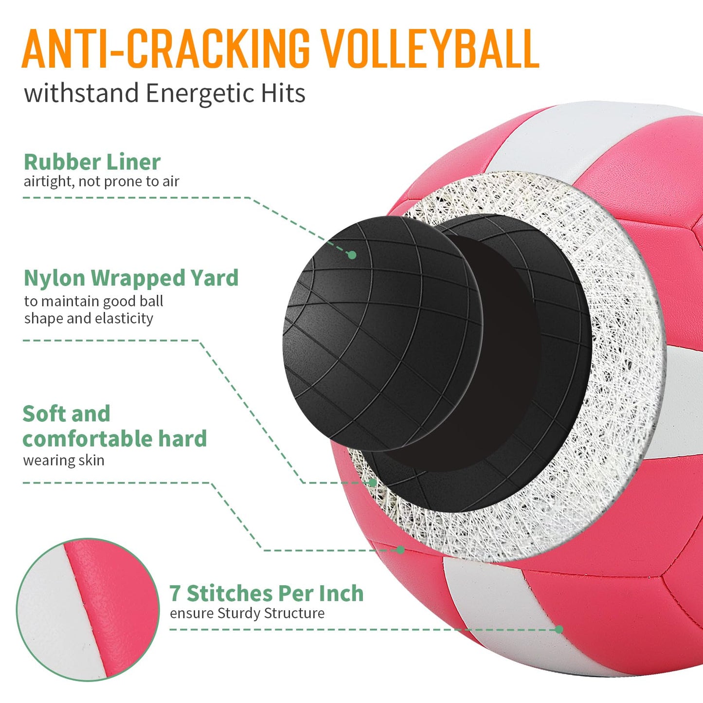 Olybeaka Official Size 5 PU Volleyball with Soft Touch for Indoor Outdoor, Waterproof & Durable Volleyball for Beach Park Games Gym Practice with Pump and Heavy Duty Mesh Bag