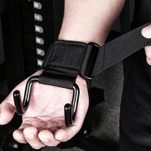 Shurhome Adjustable Fitness Training Hook for Deadlifts Pull Up Comfortable Wrist Strap with Iron Grips Gym Equipment