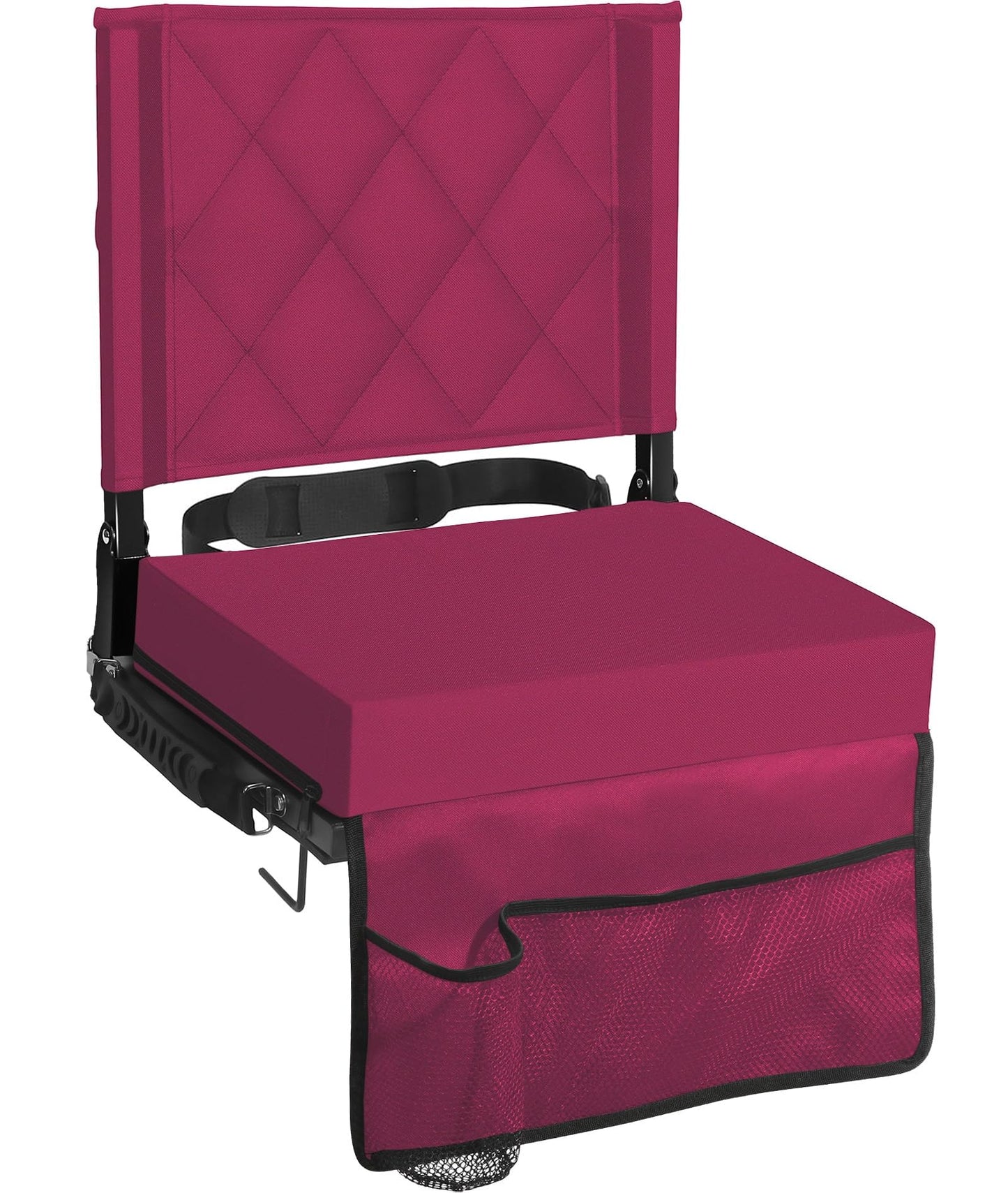 Sheenive Stadium Seats for Bleachers with Back Support, Bleacher Seats with Backs and Cushion Wide, Padded Portable Folding Comfort Stadium Chair with Shoulder Strap, Perfect for Sports Events, Maroon
