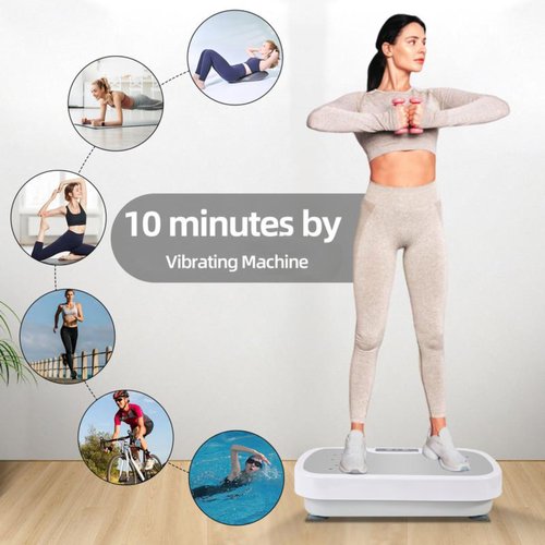 Vibration Plate Exercise Machine, Portable Workout Vibration Plate for Lymphatic Drainage, Full Body Vibration Platform Home Fitness Equipment for Men & Women, Grey