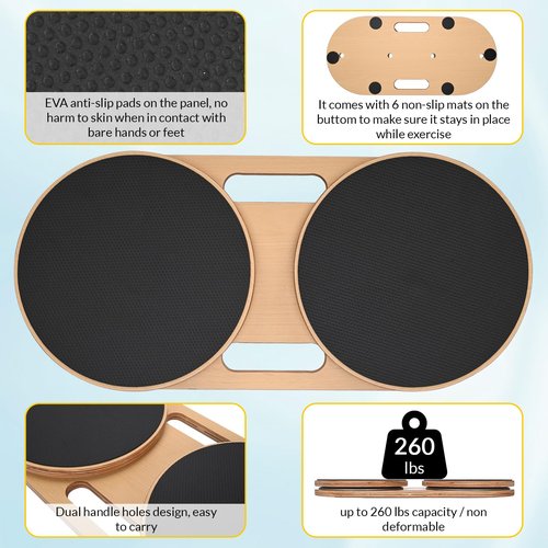 Nisorpa Ab Twister Board for Exercise 31.26'' x 9.84'' Twister Exercise for Waist Wood Waist Twisting Disc Full Body Toning Workout for Slimming and Strengthening Abdominal & Stomach Exercise Equipment