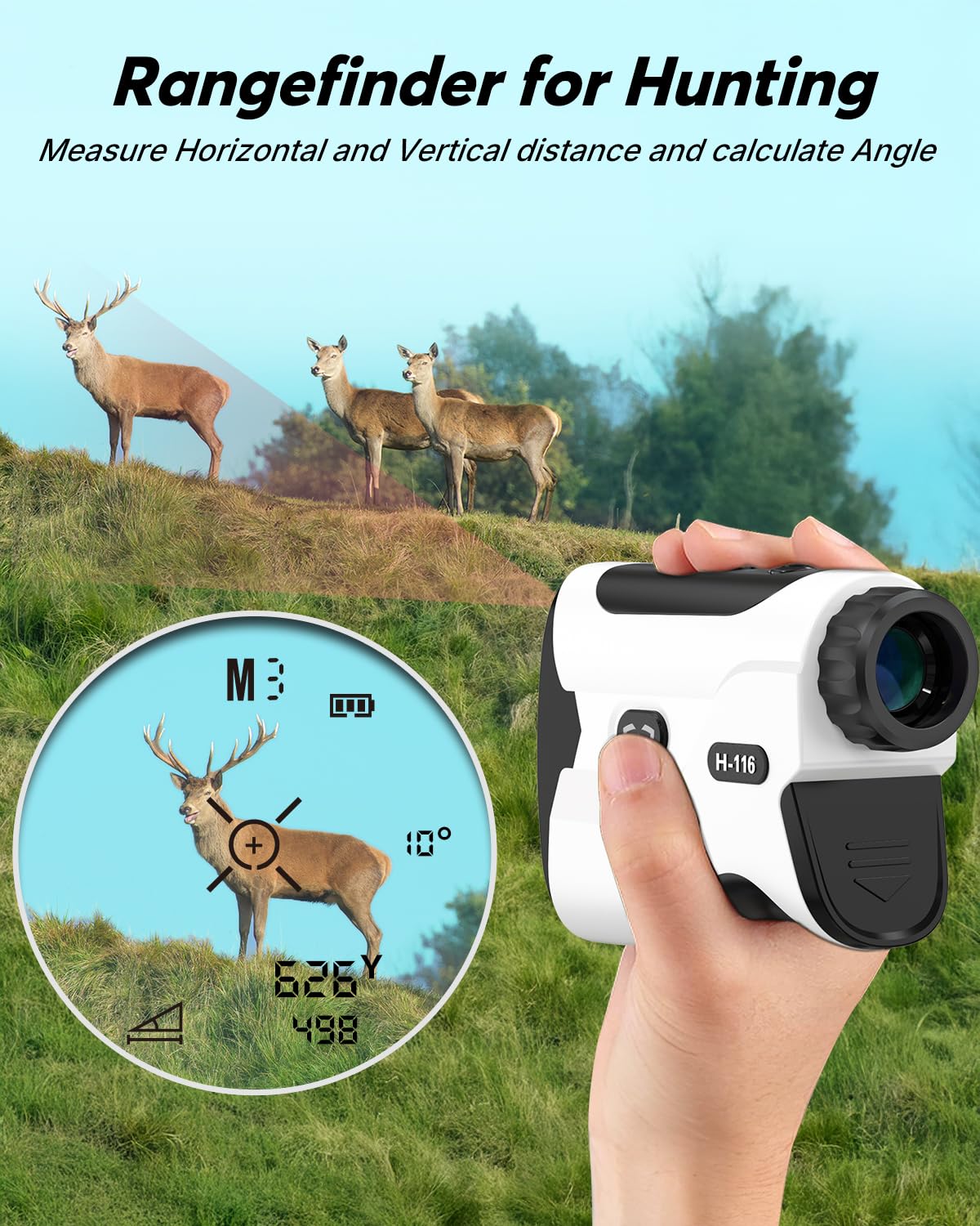 WOSPORTS Golf Rangefinder with Slope - 1200/1500 Yards Range Finder Golf with Magnetic Strap, Flag Pole Locking Vibration, 6X Magnification