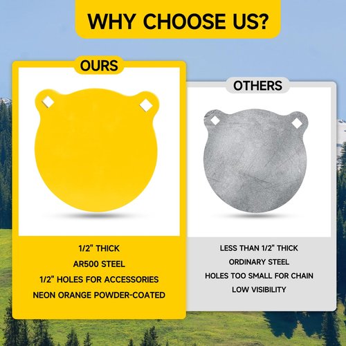 Steel Shooting Targets 1/2" Thick Metal Target for Outdoor Range and Shooting Practice-6in Neon Yellow