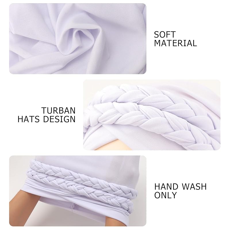 Knotted Head Wrap for Black Women - Double Twisted Braid Turban Beanie 1 Pack (White)