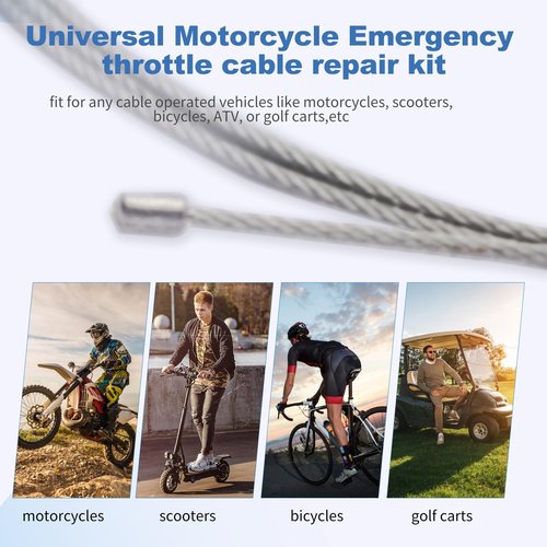 Universal Motorcycle Emergency Throttle Clutch Brake Cable Repair Kit, Road Bike Brake Shifter Cable, Bicycle Gear Cable Wire Kit Inner Replacement Set for Motorcycle Road Mountain Bike, silver