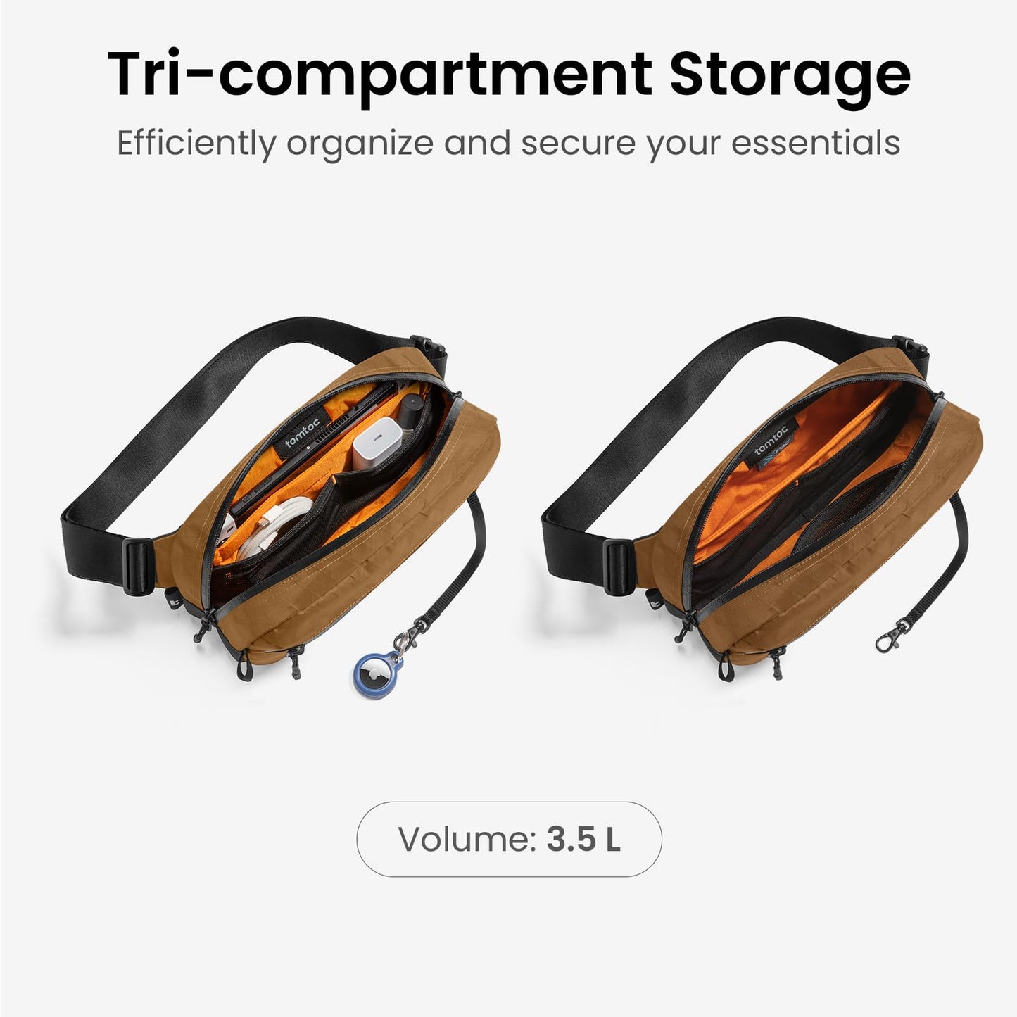 tomtoc 3.5L X-Pac Sling Bag with RFID Blocking, Crossbody Bag Minimalist Chest Shoulder Pack for Men/Women, Water-resistant Lightweight Casual Funny Pack for Travel/Daily Commute