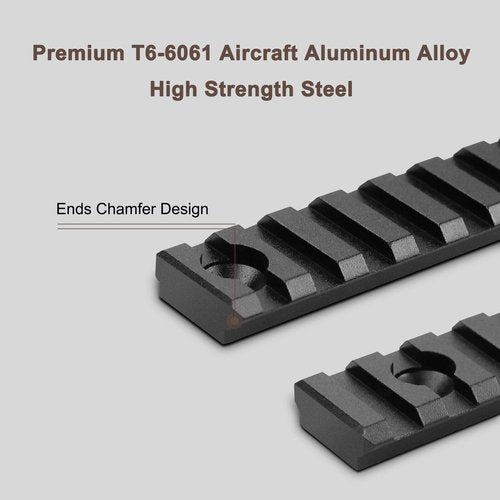 Bontok Single Picatinny Aluminum Accessory Rail Set 3 5 7 9 11 13 Slots with 13 T-Nuts & Screws, 6 Wrench- Squared Corner- Aluminum