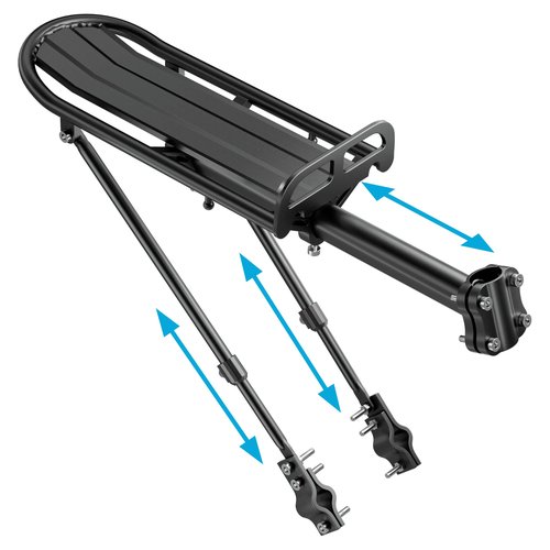 Bike Rear Rack Retractable Aluminum Alloy Bicycle Cargo Rack Mount Cycle Luggage Carrier Rear Seat Post Rack(Upgraded Version), Max Weight 55lb
