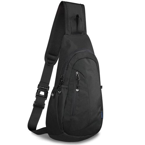 TITECOUGO Small Sling Bag Lightweight Crossbody Bag for Women Men Hiking Backpack Travel Shoulder Bag Chest Daypack for Gym Work Outdoor Sports Black Black
