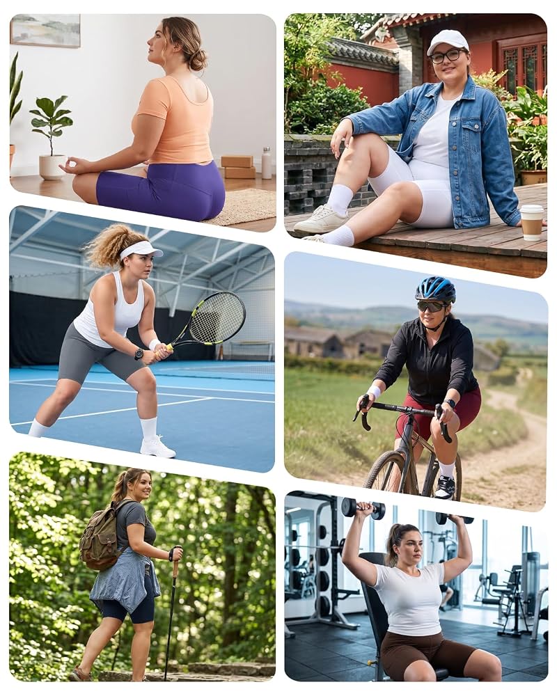 Plus Size 10" Biker Shorts for Women with Pockets - High Waist, 6XL, Black (Variation: Black+XX-Large Plus+10 Inch)