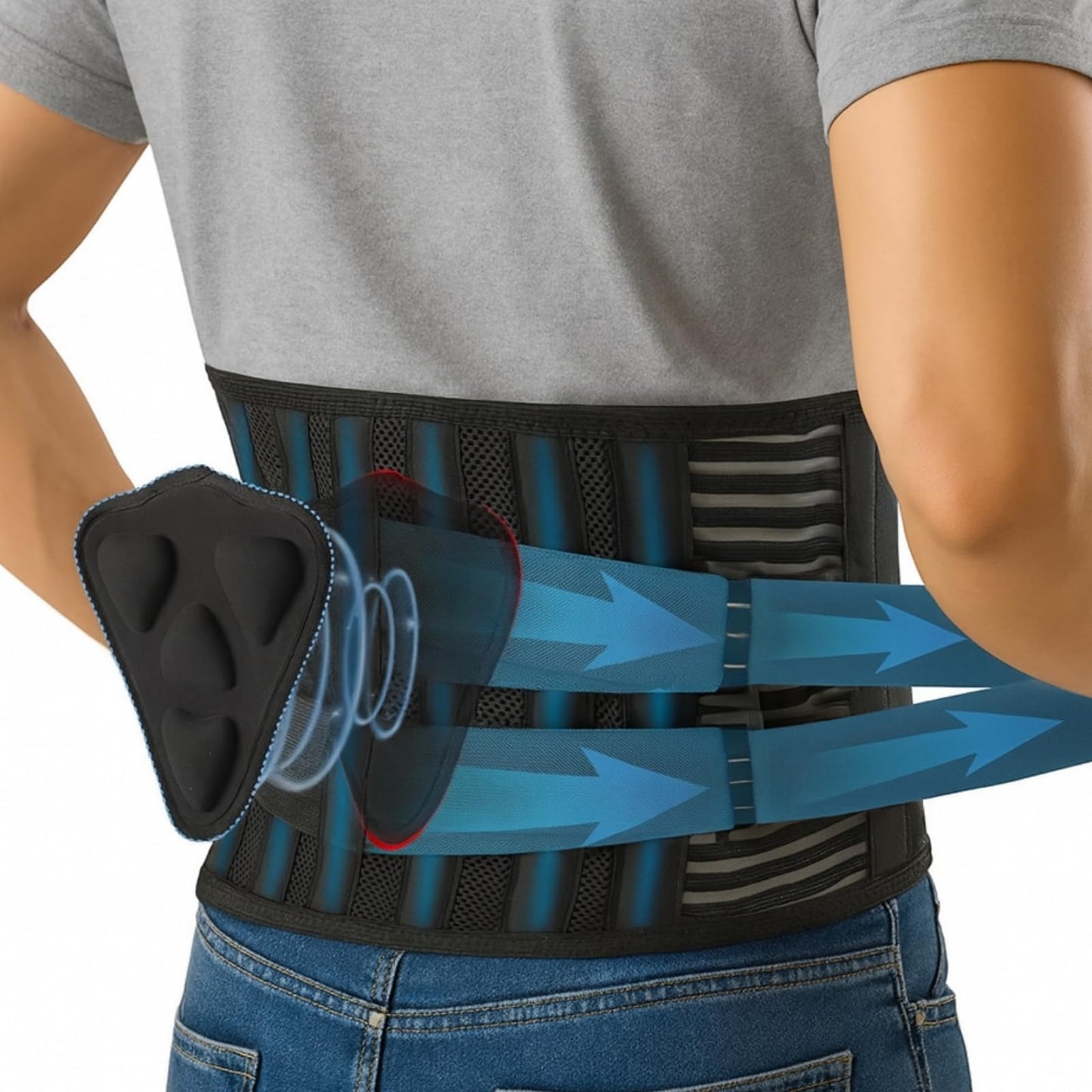 GooseFit Back Brace for Lower Back Pain Relief with Removable Lumbar Pad, Adjustable Back Support Belt for Men & Women, Breathable Mesh Lumbar Support for Sciatica, Herniated Disc, Scoliosis (Medium)