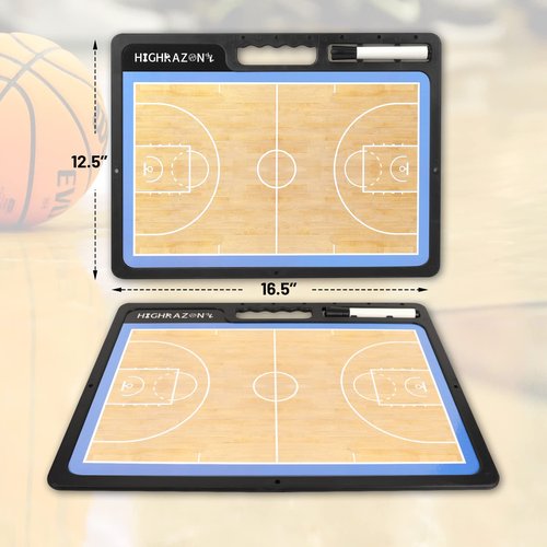 HIGHRAZON Dry Erase Basketball Clipboard for Coach, Premium Tactical Basketball Coaching Board, Double Sides Full & Half Court Dry Erase Board with Marker