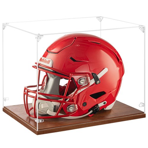 Football Helmet Display Case Full Size, Thickened UV Protection Clear Acrylic Lid Helmet Box, Football Helmet Showcase with Solid Wood Base for Sports Memorabilia