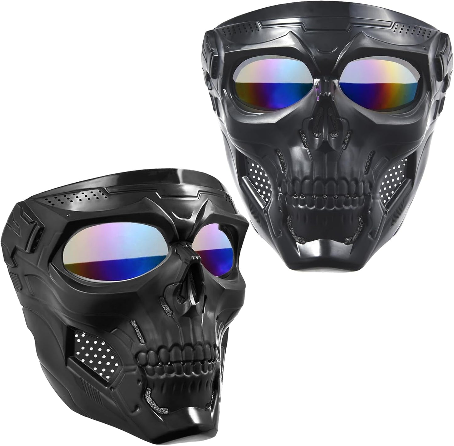 2PCS Airsoft Mask Paintball Mask Full Face Tactical Mask Suitable for CS Survival Games Shooting Cosplay Movie Halloween Skull Mask