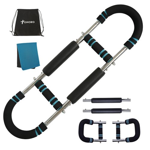 Twister Arm Exerciser, 40-130lbs Adjustable Power Twister Bar with 2 Springs & Training Poster, Upper Body Home Workout Equipment for Men & Women, Detachable Chest Exerciser