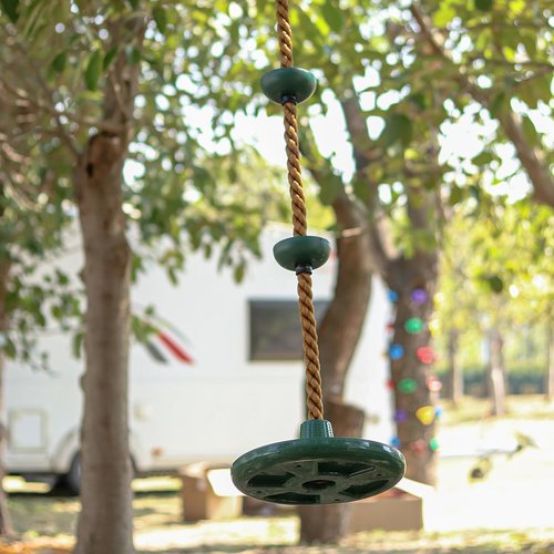 Climbing Rope with Platforms and Disc Swing Seat Set Playground Accessories Including Bonus Hanging Strap & Carabiner Tree Swing for Kids Rope Swings for Tree