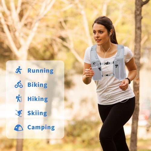 Running Hydration Vest, Lightweight Hydration Pack for Running Women Men, Water Vest with 1.5L Bladder, Adjustable Breathable Reflective for Runnning Trail, Marathons, Hiking, Cycling