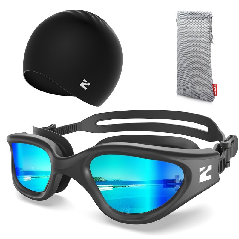 ZIONOR Swim Goggles Adult, G1 Air Anti-Fog UV Protection, Leakproof Comfortable Fit for Adult Men Women, Includes Swim Cap