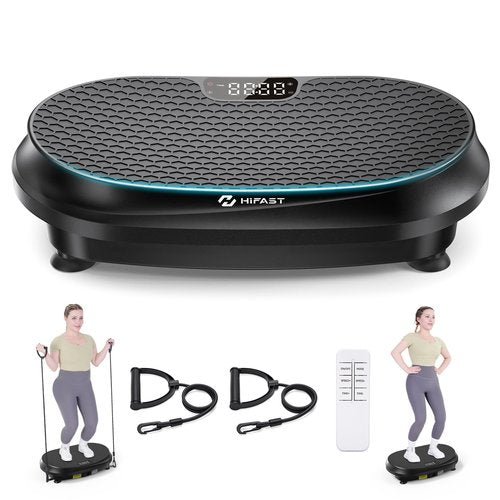 Curved Vibration Plate Exercise Machine, Vibrating Plate 400 lbs Capacity with 9 Auto Modes and 120 Adjustable Speeds, Large LED Display, Touch and Remote Control, Vibration Platform for Home (Black)