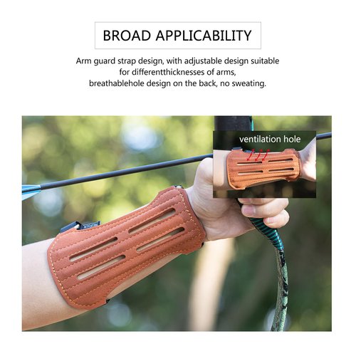 Prespollw Archery Arm Guard – Breathable & Durable Forearm Protector with Adjustable Straps for Archery, Hunting & Outdoor Sports (Brown)