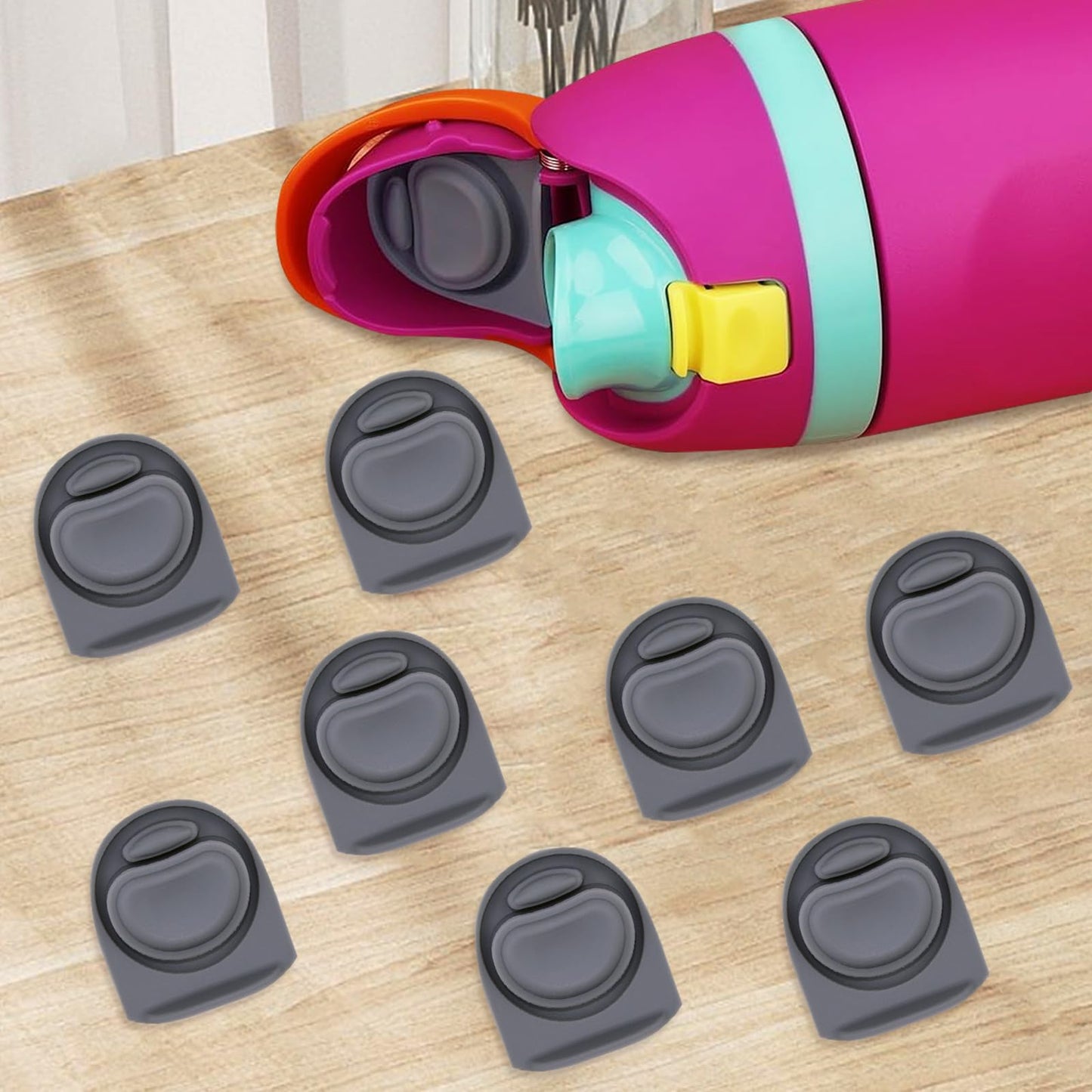 BMSQOFD 8 Pcs Replacement Rubber Seal Stopper Compatible with Owala FreeSip,Water Bottle Top Gasket Lid for Owala 16/19/24/32/40oz Bottle Mouth Cap Silicone Stoppers Parts Insert Accessories 8AB-U2
