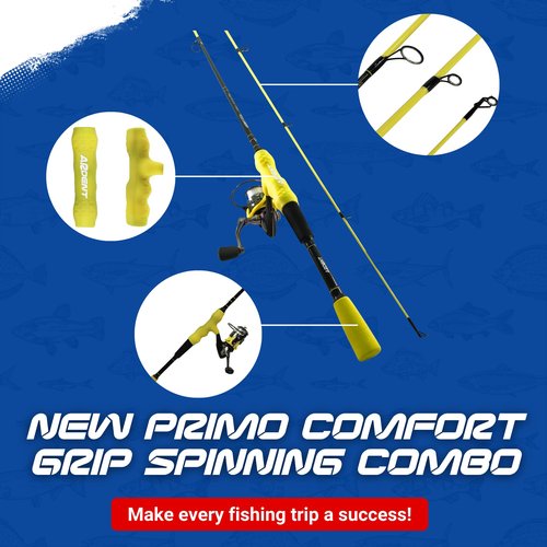 Ardent Primo Comfort Grip Fishing Rod and Reel Combo, Pink, 5.1:1 Gear Ratio and 4+1 Ball Bearings, 2000 Size Reels, Reduce Hand Fatigue and Irritation, Spinning Pole for Freshwater Fish