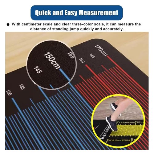 Standing Long Jump Mat Long Jump Practice Test Pad Standing Carpeted Training Mat for Long Jump, Quiet Physical Test Board for School Gym