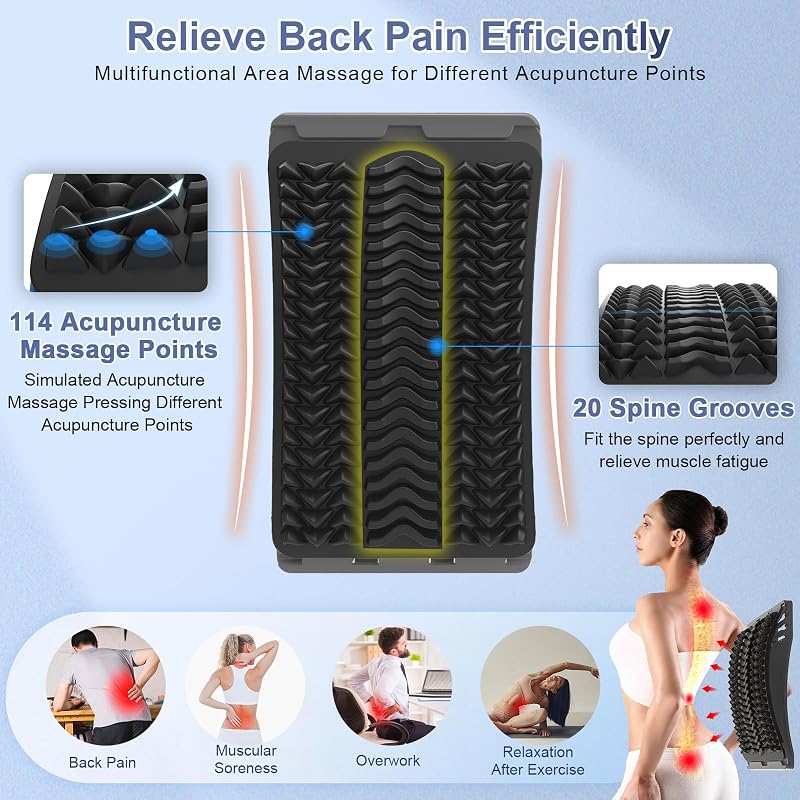 MINOLL Grey Back Stretcher for Lower Back Pain Relief, Adjustable Lumbar Decompression Device