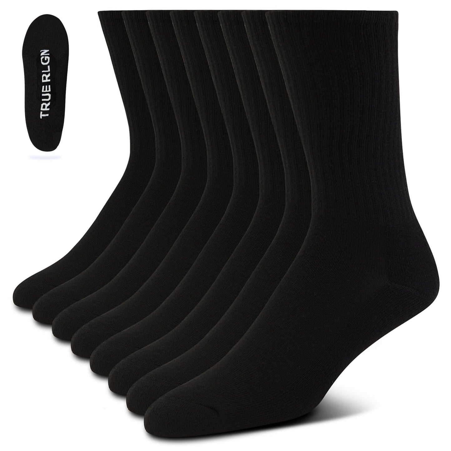 True Religion Mens 8 Pairs Crew Socks for Men Premium Athletic Men's Socks, Shoe Size 8-12