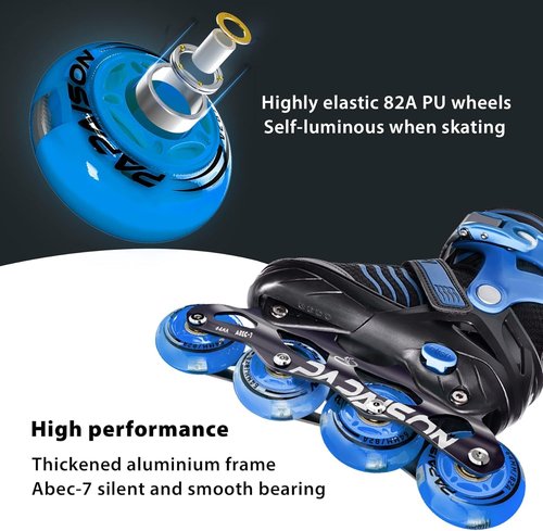 PAPAISON Adjustable Inline Skates Boys Ages 4-12, Roller Skates for Girls Kids with Full Light Up Wheels, Outdoor Skates Illuminating Skates for Children Teens Women