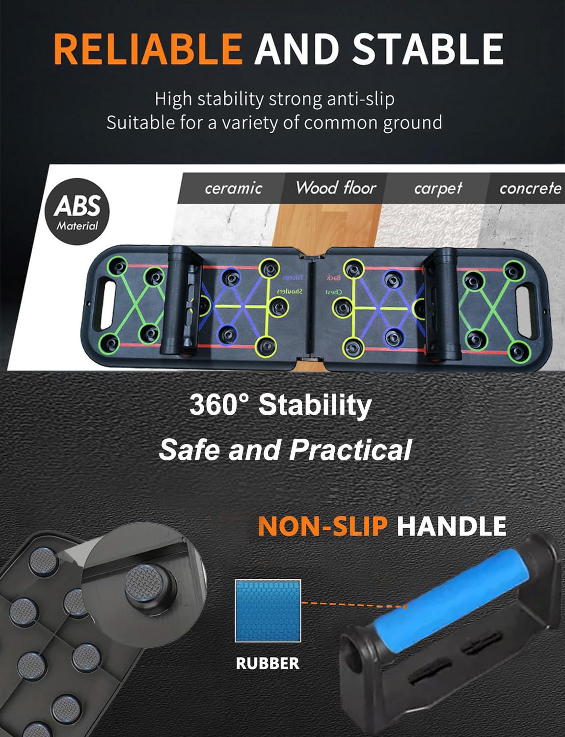 12-In-1 Push Up Board,Portable Pushup Bars for Men, Muscle Max Press Up Boards,Foldable Gym Home Exercise Board,Multi-function Push-Up Stand,Home Workout Equipment with Resistance Bands