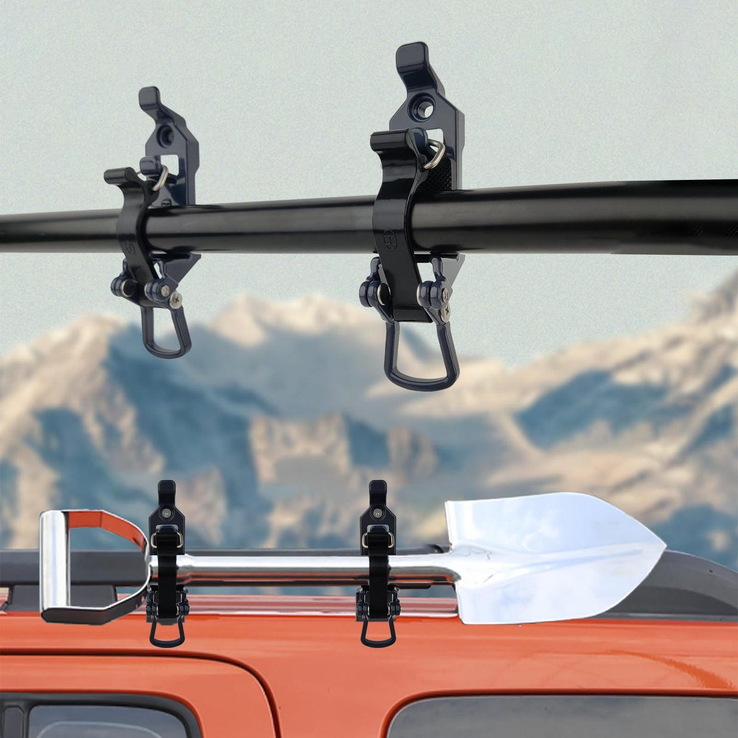 2 PCS Shovel Mount for Roof Rack Overland Gear Rotopax Mount Shovel Holder for Truck Tool Holder,Rubber Clamp Grip Mounting Kit Fits Shovel Holder Wall Mount, and Pole Clamp