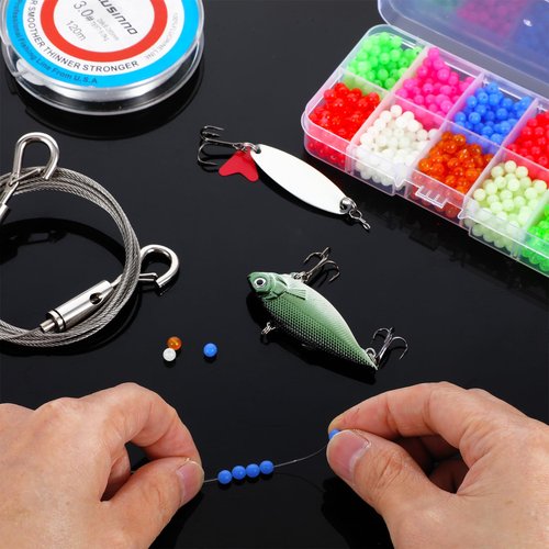 QfwdfcTrenz 1000 Pcs 5mm Fishing Beads Accessories Set, Round Float Glow Fish Line Beads Hard Plastic Fishing Rig for Freshwater and Saltwater Fish Mix 10 Colors
