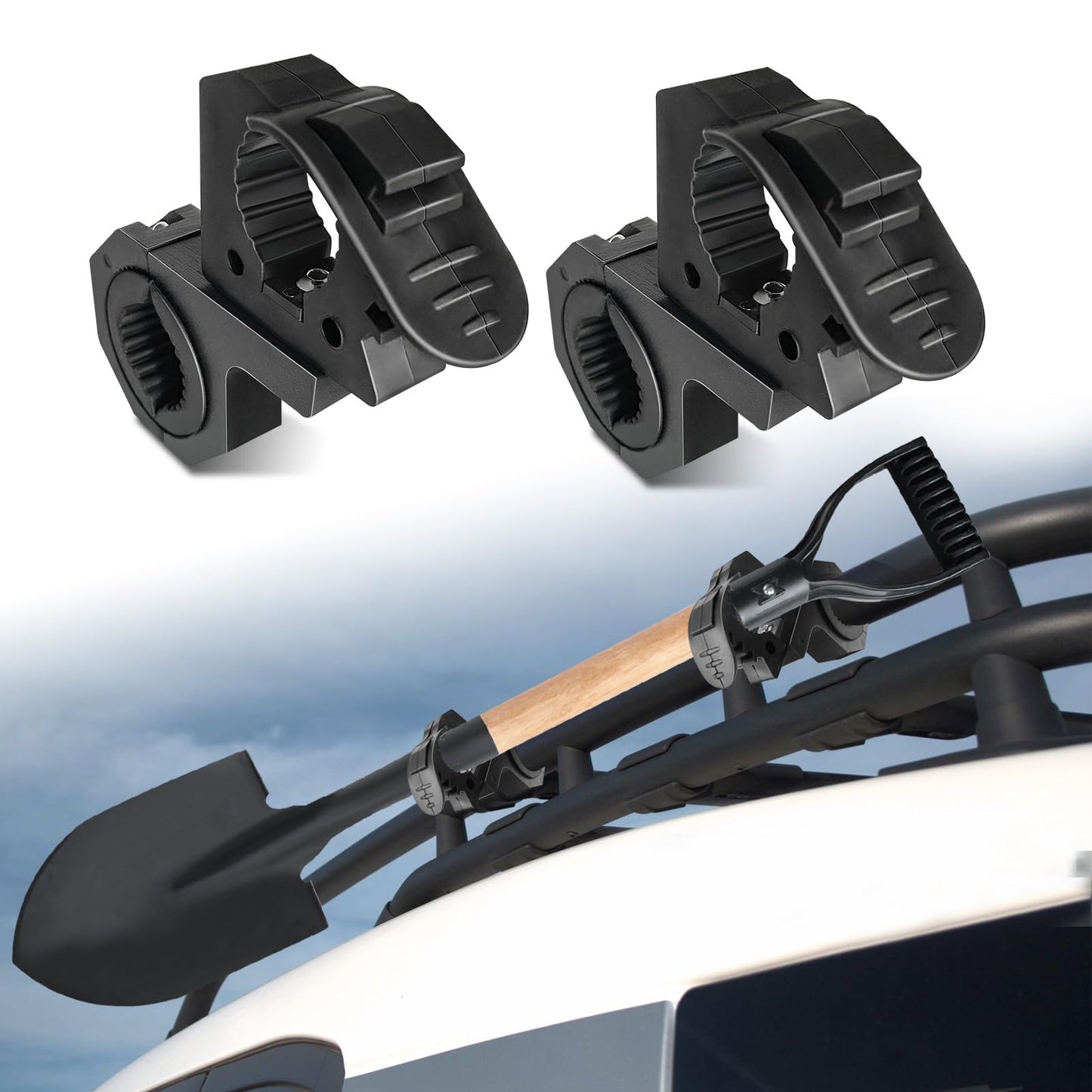 Quick Release Shovel Holder Mount Roof Rack Shovel Mounts for Trucks Off-Road Vehicles UTVs ATVs with 1" 1.5" 1.75" Bull Bars Roof Racks Roll Cages Hold 29-36mm Diameter Tools 1 Pair