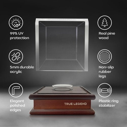 True Legend Baseball Display Case with 99% UV Protection: Premium Baseball Holder with Thick Acrylic Polished Edges - Perfect Display Stand for Sports Memorabilia Collectors