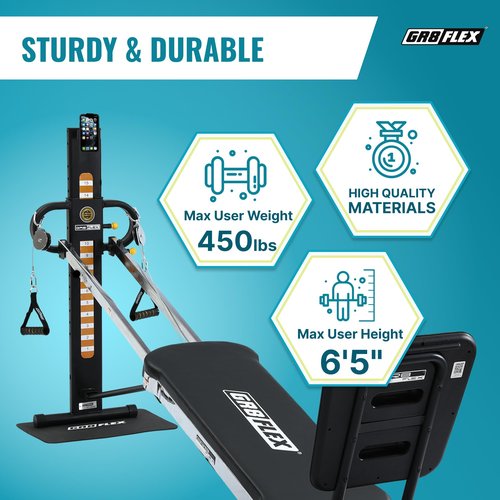 GR8FLEX High Performance Gym with Total Over 100 Workout Exercises (Carbon Fiber Black Model)