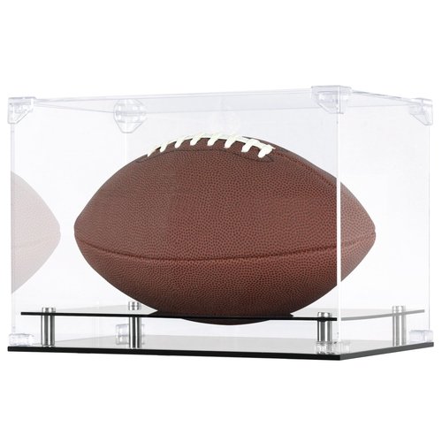 UV Protection Football Display Case Holder Stand Holder All Sides Clear Showcase (Rectangular)