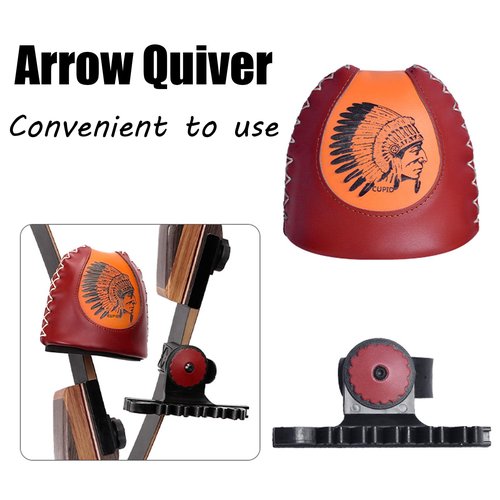 Yuecoom Recurve Bow Quiver, 4 Arrows Quiver Arrow Holder Quick Release System, Brown Leather Archery for Recurve Bow Accessories