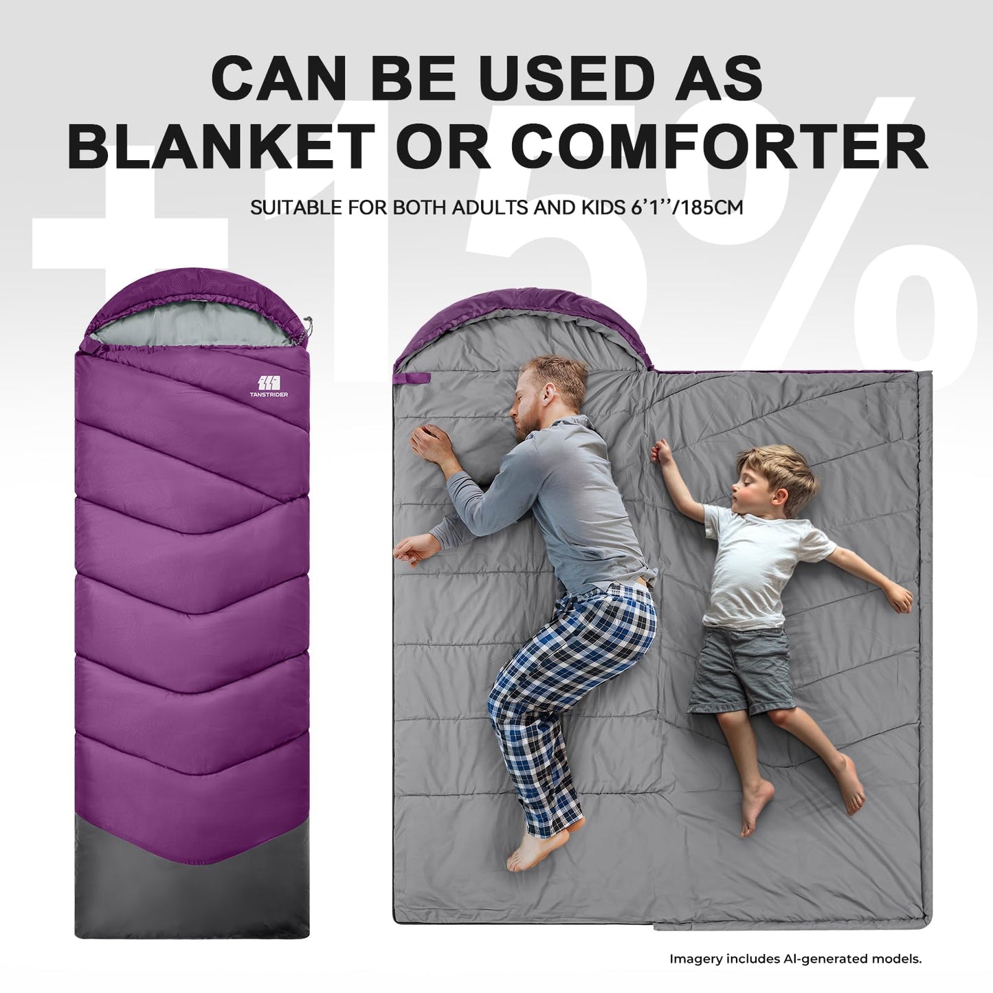 TANSTRIDER Sleeping Bags for Adults Warm Weather,3-4 Season 3lb Lightweight Sleeping Bag for Kids Girls Boys with Compression Sack,Camping Essentials Gear, Hiking,Travel,Backpacking,Outdoor & Indoor