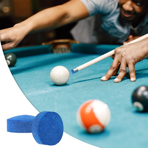 Psyqtsuary 20 Pieces Billiard Pool Cue Tips, 13/12/10/9mm, Pool Stick Replacement Tips with Storage Box for Pools Cues and Snooker, Blue, Leather