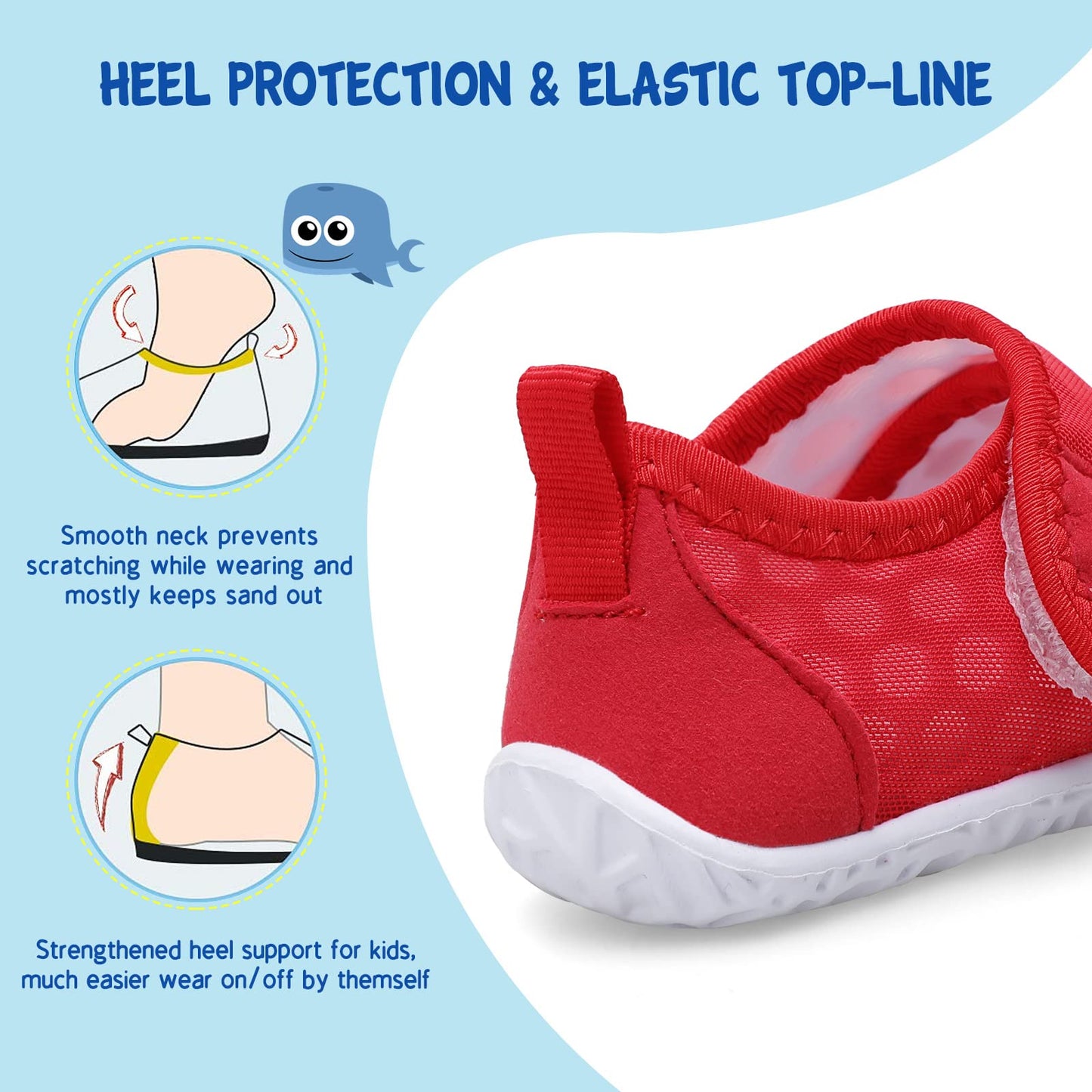 LeIsfIt Kids Water Shoes Toddler Girls Boys Swim Shoes Outdoor Quick-Dry Breathable Aqua Socks for Beach Pool Surf, Red, 12 Little Kid