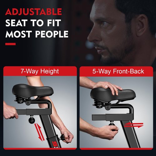 pooboo Exercise Bike, Stationary Bike for Home Gym, Air Resistance Bluetooth Fan Bike w/Dual Acction Handlebars & Dual-Layer Transmission System, Upright AirBike Indoor Cycling Bike for Cardio Workout