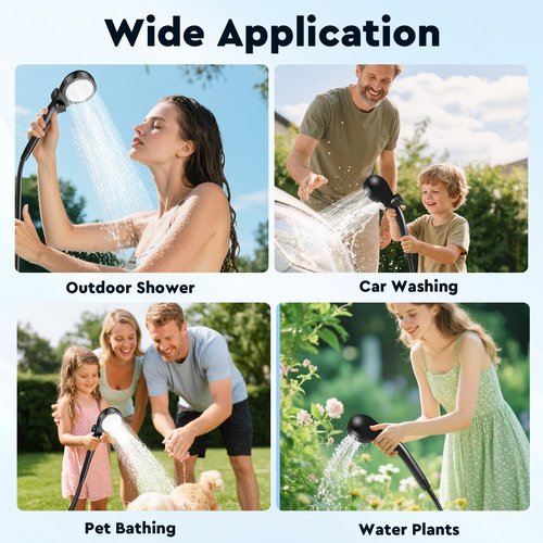 Fotgear Portable Camping Shower, 6000mAh Rechargeable Outdoor Shower Pump with LED Display, 3 Spray Modes, IPX7 Waterproof Camping Shower Kit for Hiking, Travel, Car Washing, RV, Pet Bath