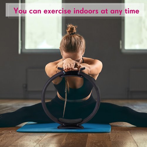Syhood 6 Pcs Pilates Ring 11.81 Inch Pilates Circle Yoga Ring Magic Lightweight Flexible Workout Equipment for Fitness Physical Therapy Resistance Exercise Arms Legs(Black)